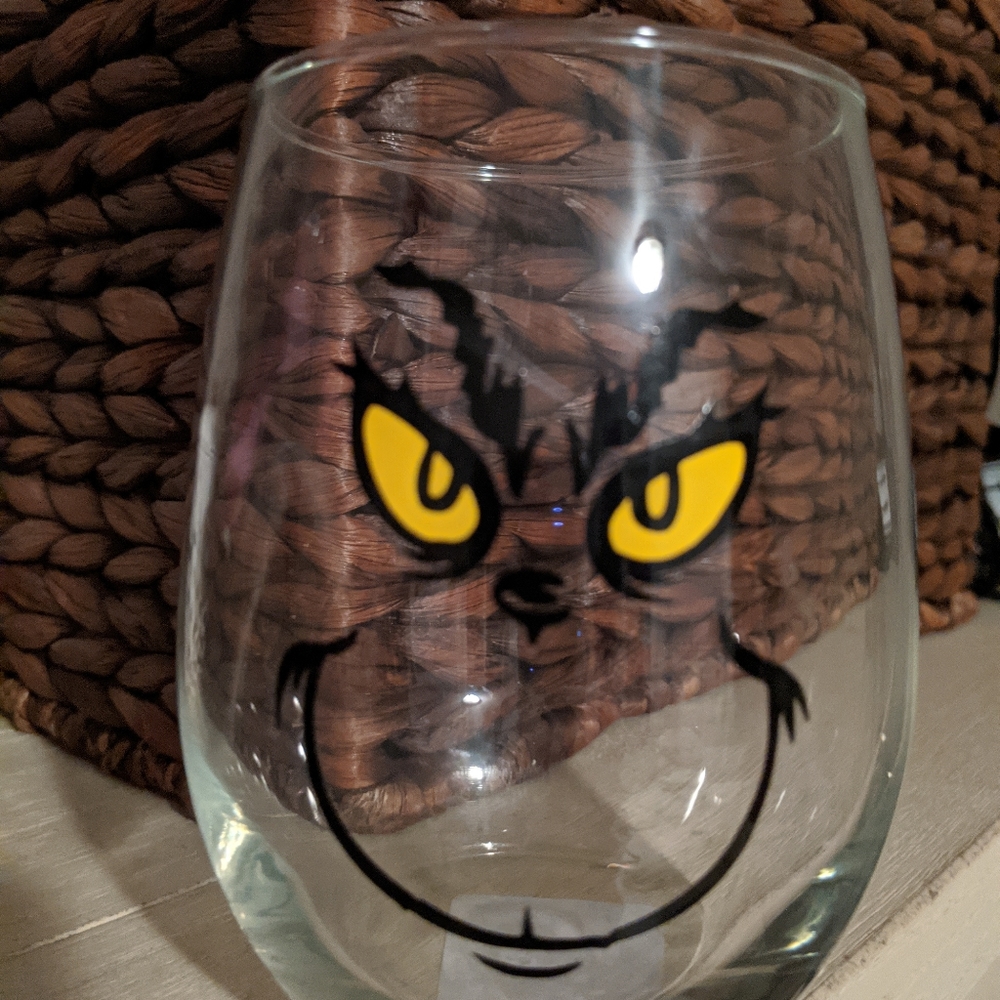 Grinch wine glass